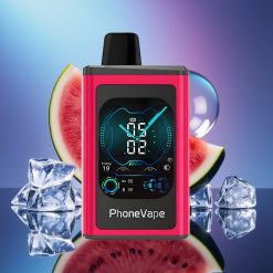 JNR PhoneVape 30000 de fumuri Disposable Vape Gheață de Pepene Verde cu Afișaj Complet și Baterie Reîncărcabilă 850mAh