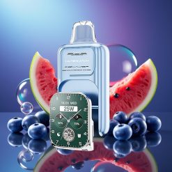 JNR VapeWatch 30000 Puffs Dispozabil cu Coil Dual Mesh și Aroma Zmeură-Argintiu